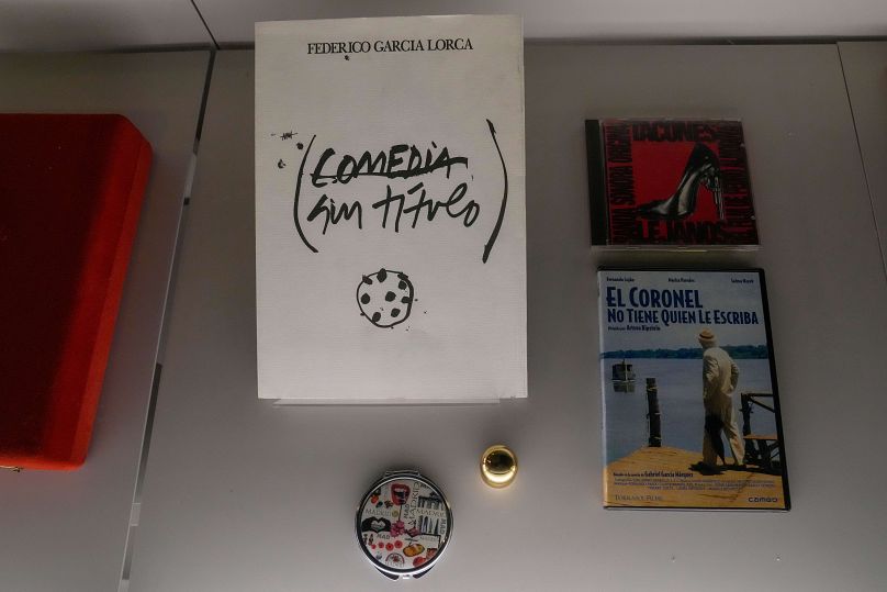 'Comedia sin título' by Federico Garcia Lorca is pictured with other exhibits as part of an exhibition