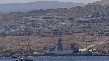 Una corbeta Saar-6, un buque de guerra de última generación, se ve en Israel, el martes 16 de abril de 2024.