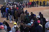 Voters line up to cast their ballot for general elections in Alexandra, near Johannesburg, South Africa, Wednesday, May 29, 2024.