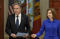 US-Außenminister Antony Blinken und die moldauische Präsidentin Maia Sandu. 