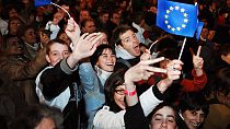 Fiatalok egy brüsszeli popkoncerten a Római Szerződés aláírásának 50. évfordulóján, 2007. március 27-én