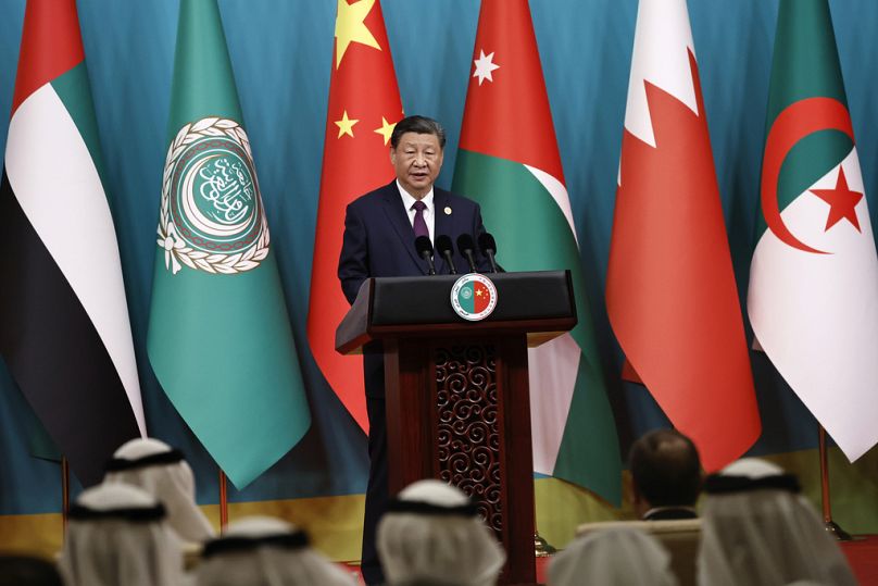 Chinese President Xi Jinping delivers a speech at the opening ceremony of the 10th ministerial meeting of the China-Arab States Cooperation Forum.