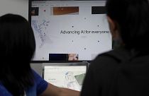 A Google employee gives a demonstration on artificial intelligence at the Google I/O conference in Mountain View, California.