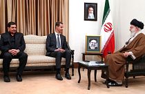 حضور بشار اسد رئیس‌جمهوری سوریه در تهران در دیدار با علی خامنه‌ای رهبر ایران و محمد مخبر جانشین رئیس جمهور ایران، ۳۰ مه ۲۰۲۴