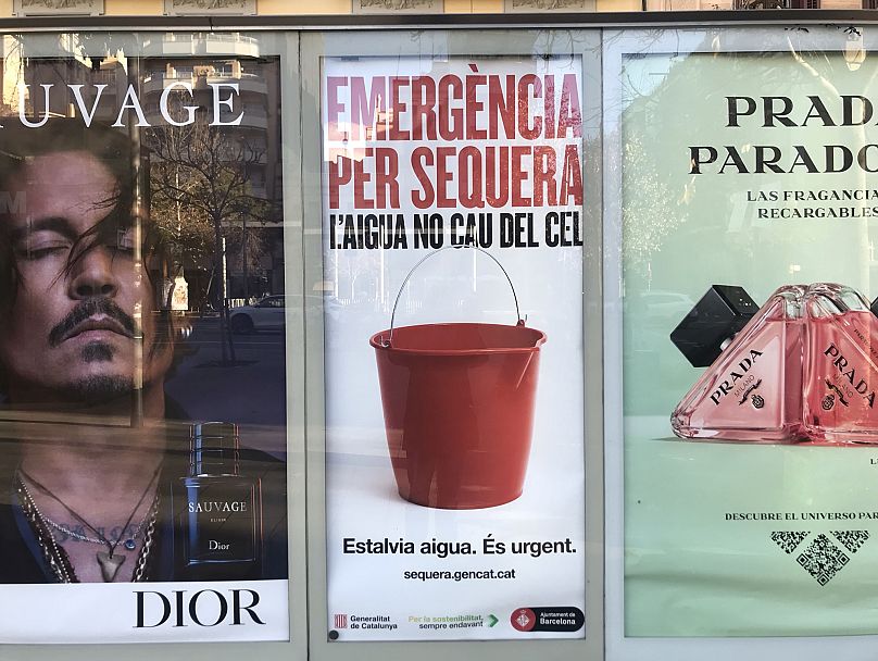 Posters reivindicativos durante el periodo de sequía en Barcelona