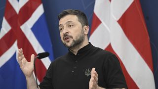 Ukrainian President Volodymyr Zelenskyy speaks during the press conference at the Nordic summit in Stockholm, May 31, 2024