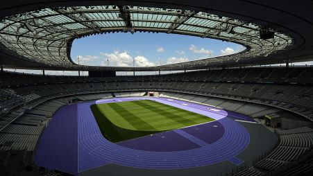 El Estadio de Francia durante una visita previa a los Juegos Olímpicos, 7 de mayo de 2024.