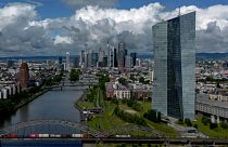 المنطقة المصرفية مع البنك المركزي الأوروبي، في فرانكفورت، ألمانيا،