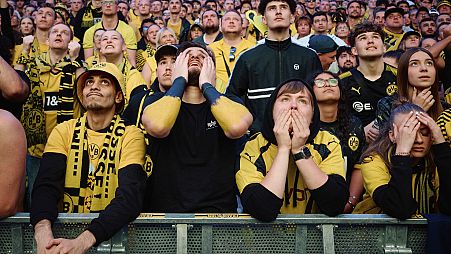 Enttäuschte BVB-Fans im Wembley Stadion beim Finale der Champions League