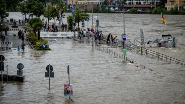O rio Neckar rebenta as suas margens em Heidelberg, a 2 de junho de 2024