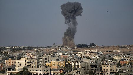 Smoke rises from an Israeli airstrike in Rafah, southern Gaza Strip, Friday, May 31, 2024.