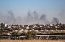Izraeli légicsapás füstje Rafah felett 2024. május 24-én. 