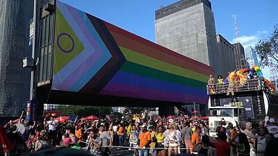 Die LGBTQ+-Pride-Parade in der brasilianischen Metropole Sao Paulo ist mit regenbogenfarbenen Tutus, Handfächern und Drag Queen-Frisuren gefeiert worden.