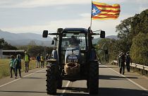 Акция протеста на шоссе в Каталонии, 16 октября 2019 года. 