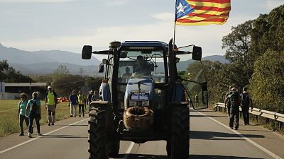 Акция протеста на шоссе в Каталонии, 16 октября 2019 года. 