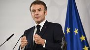 French President Emmanuel Macron speaks in Muenster, Germany, Tuesday May 28, 2024. 