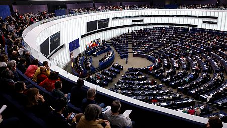 أعضاء البرلمان الأوروبي يحضرون الجلسة الأخيرة قبل الانتخابات الأوروبية المقبلة، في 25 أبريل 2024 في مقر البرلمان الأوروبي في ستراسبورغ،