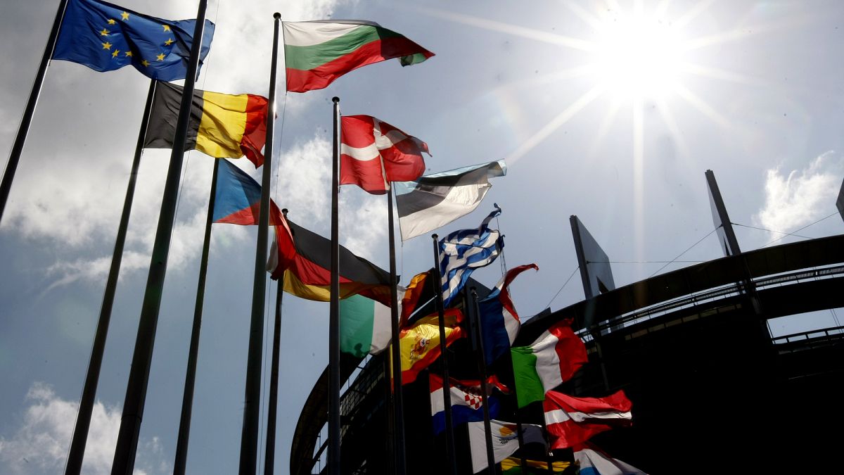 Les drapeaux sont visibles au Parlement européen à Strasbourg