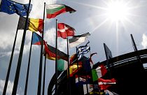 Les drapeaux sont visibles au Parlement européen à Strasbourg