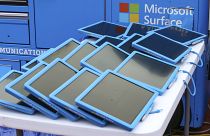 Les tablettes Microsoft attendent d'être distribuées.