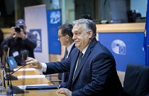 Orbán Viktor az EP egyik panelbeszélgetésen, Brüsszelben