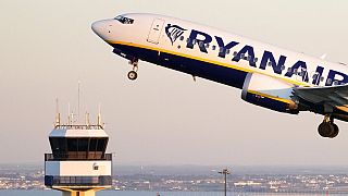 A Ryanair Boeing 737 MAX takes off from Lisbon airport, Wednesday, Jan. 25, 2023. (AP Photo/Armando Franca)