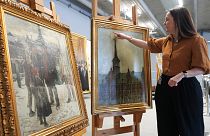 لوحة تم إنقاذها من حريق نشب في  مستودع المتحف الوطني الدنماركي في فينج، الدنمارك.