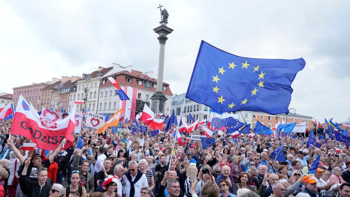 Thousands gather in Warsaw for PM Tusk’s pre-election rally