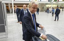 Wilders von der PVV gibt seinen Stimmzettel für die EU-Wahlen in Den Haag ab, 6. Juni 2024