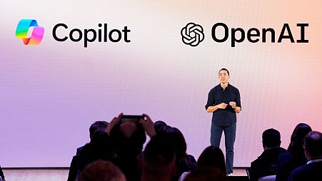 Yusuf Mehdi, Microsoft executive vice president and consumer chief marketing officer, speaks during a showcase event of the company's AI assistant, Copilot.