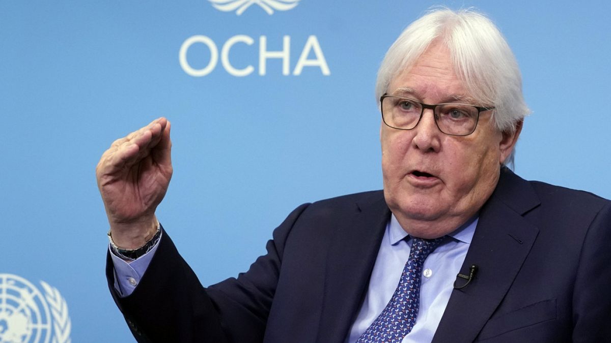 Martin Griffiths, United Nations Under-Secretary-General for Humanitarian Affairs and Emergency Relief Coordinator, is interviewed at the U.N., Wednesday, June 5, 2024. 