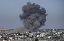 FILE - Smoke rises following an Israeli airstrike in Rafah, Gaza Strip
