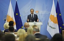 Il presidente cipriota Nikos Christodoulides all'evento per il 20° anniversario dell'adesione di Cipro all'Ue, a Nicosia, Cipro, 1/05/2024