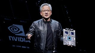 President and CEO of Nvidia Corporation Jensen Huang delivers a speech during the Computex 2024 exhibition in Taipei, Taiwan, Sunday, June 2, 2024.