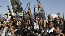 Houthi supporters attend a rally against the Israel war in the Gaza Strip and the U.S.-led bombing in Yemen in Sanaa on Friday, June 7, 2024