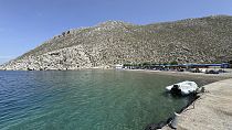 Beach of Agios Nikolaos from where British doctor and television presenter Michael Mosley, is believed to have set out, on the island of Symi. June 7th 2024
