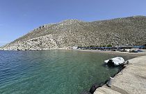 Beach of Agios Nikolaos from where British doctor and television presenter Michael Mosley, is believed to have set out, on the island of Symi, Greece, June 7th 2024