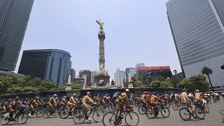 Cyclistes nus à la manifestation internationale cyclo-nudiste de Mexico  