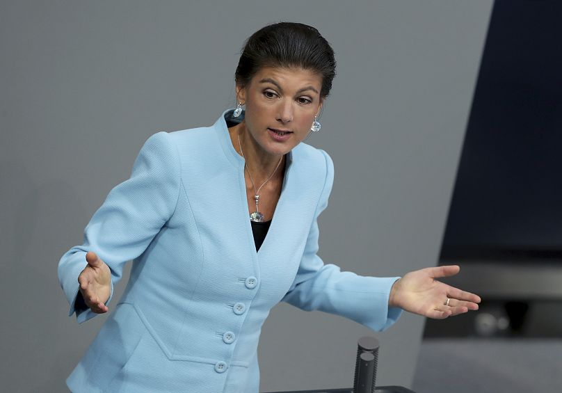 Sahra Wagenknecht, co-faction leader of the German Left Party, delivers a speech during a meeting of the German federal parliament, Bundestag, at the Reichstag building in Ber