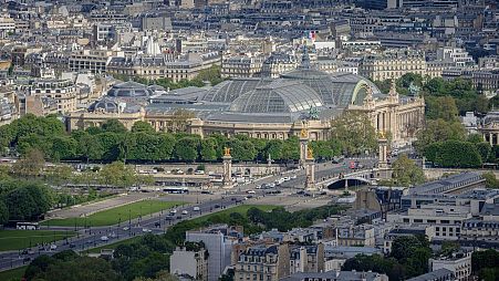 A view of the Grand Palais and the Pont Alexandre III in Paris, April 2024.
