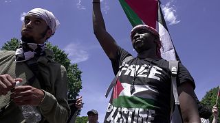 A washingtoni palesztinpárti tüntetés résztvevői