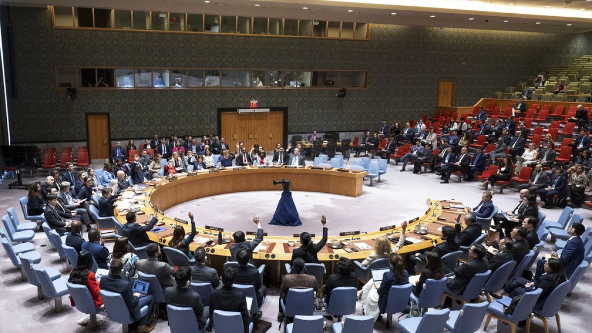  يصوت أعضاء مجلس الأمن التابع للأمم المتحدة على خطة لوقف إطلاق النار في غزة، 10 يونيو 2024.