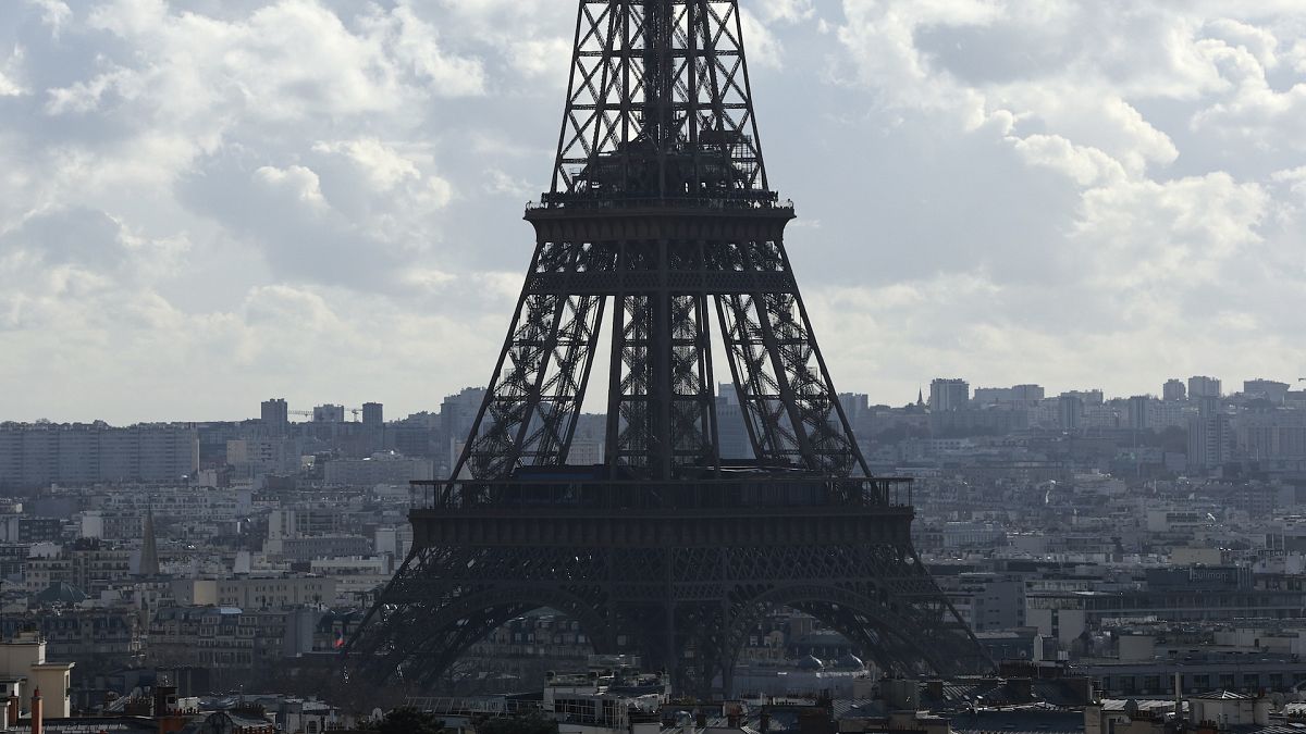 The Eiffel Tower is pictured from the top of the Arc de Triomphe