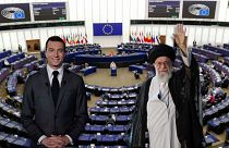 جوردن باردلا، رهبر حزب راست‌گرای افراطی اجماع ملی فرانسه و علی خامنه‌ای، رهبر جمهوری اسلامی ایران