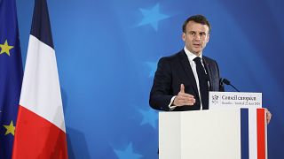 Emmanuel Macron bei einer Pressekonferenz nach einem EU-Gipfel in Brüssel