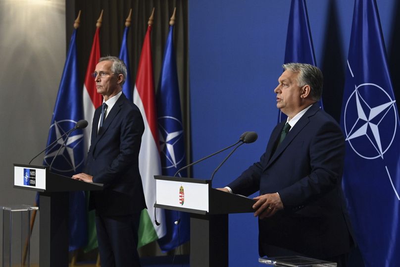 Viktor Orbán et Jens Stoltenberg à Budapest le 11 juin  2024