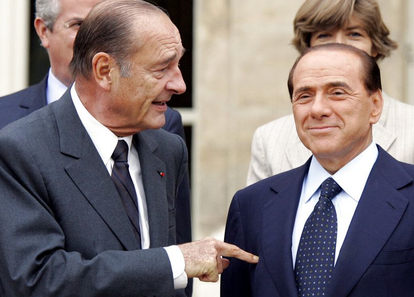 Jacques Chirac and Silvio Berlusconi in 2005.