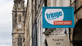 A view of the Edinburgh Fringe shop and ticket office on Edinburgh's Royal Mile, in Edinburgh, Scotland, Wednesday April 1, 2020