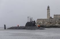 الغواصة الروسية "كازان" التي تعمل بالطاقة النووية في ميناء هافانا، كوبا، الأربعاء 12 يونيو 2024. 