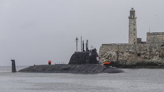 الغواصة الروسية "كازان" التي تعمل بالطاقة النووية في ميناء هافانا، كوبا، الأربعاء 12 يونيو 2024. 